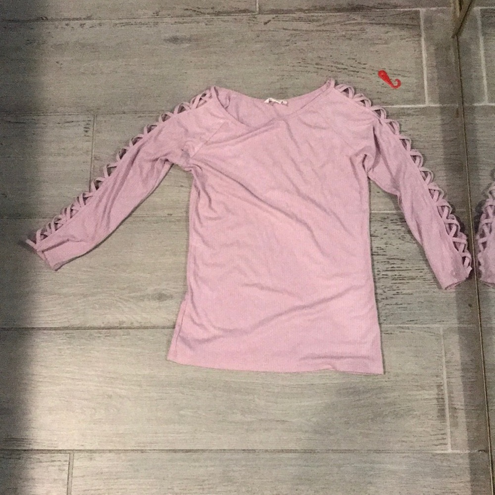 Pink lace up shirt